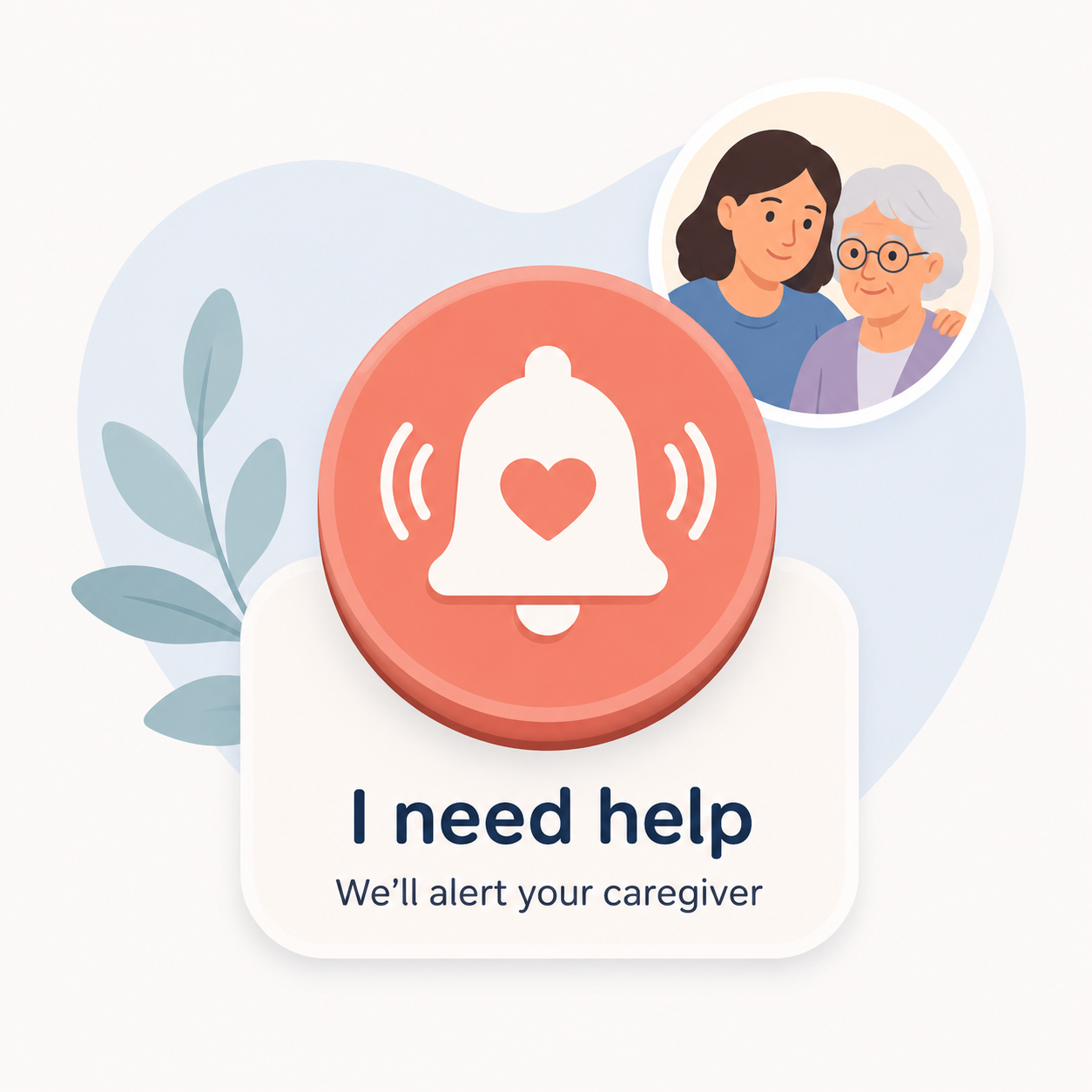 Illustration of a caregiver support reminder with a brain and heart